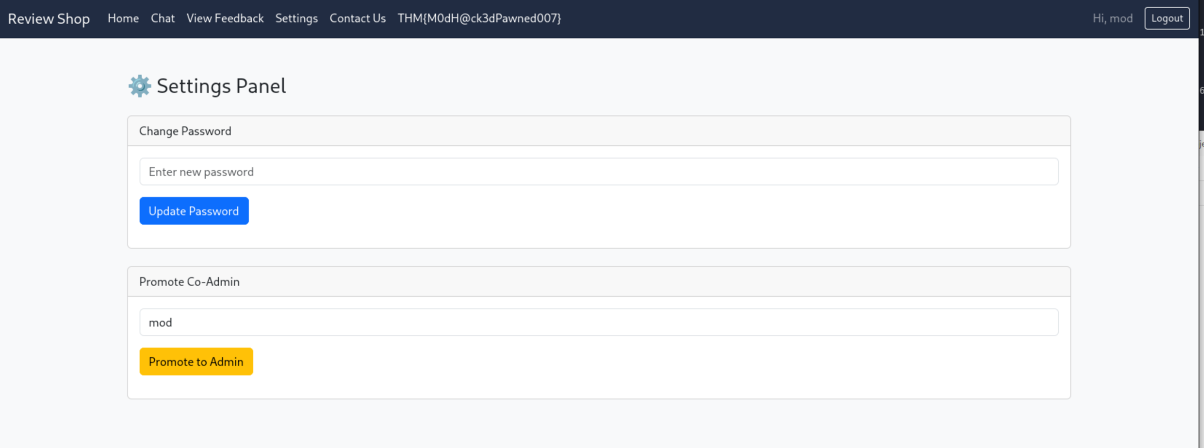 Burp Suite with intercept enabled on Settings.php